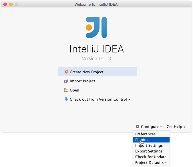 Selection of IntelliJ IDEA plugins menu