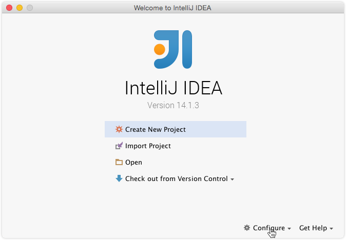 Start screen after IntelliJ IDEA installation